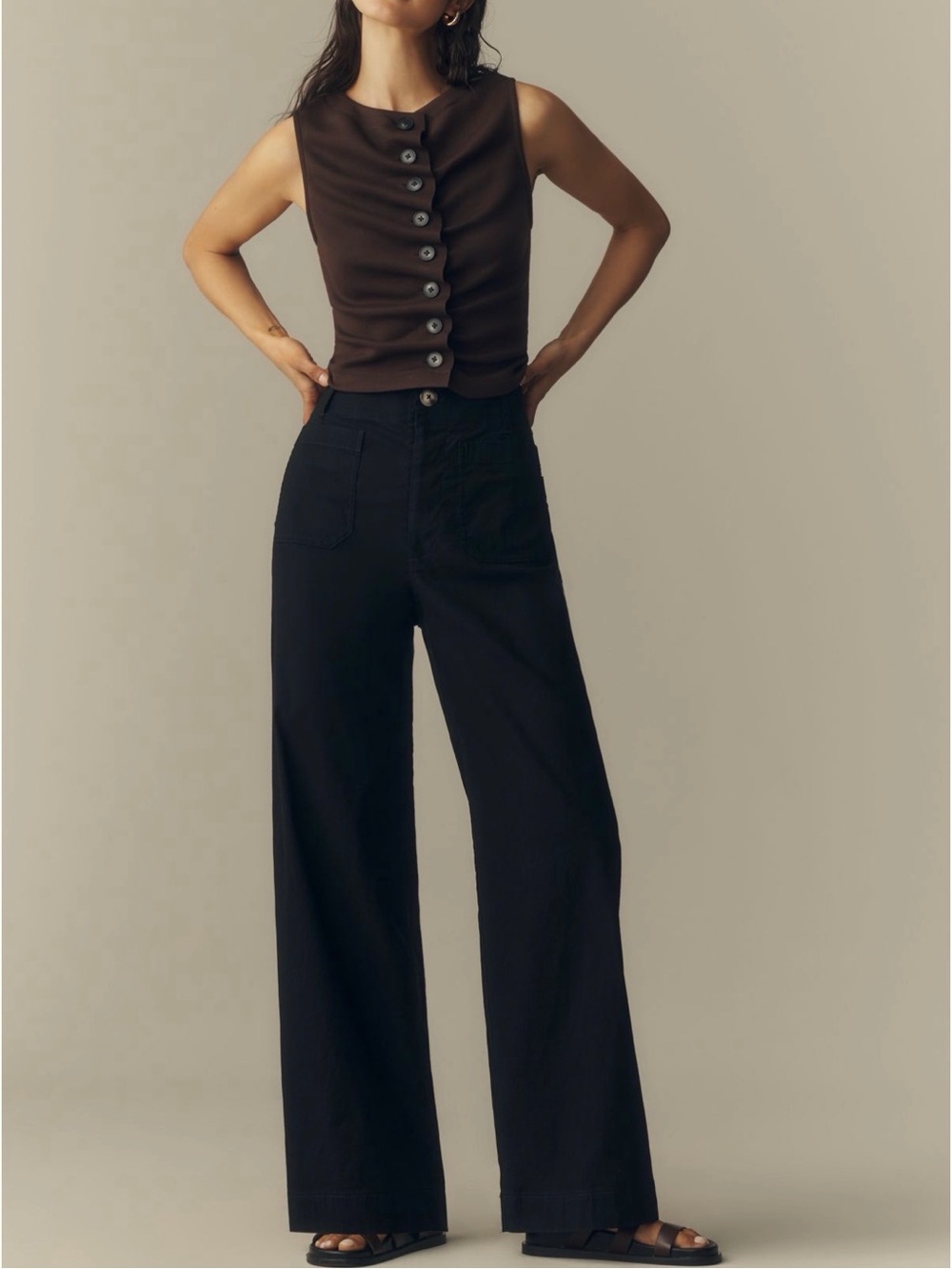 Maeve Colette wide leg full length pants black 24